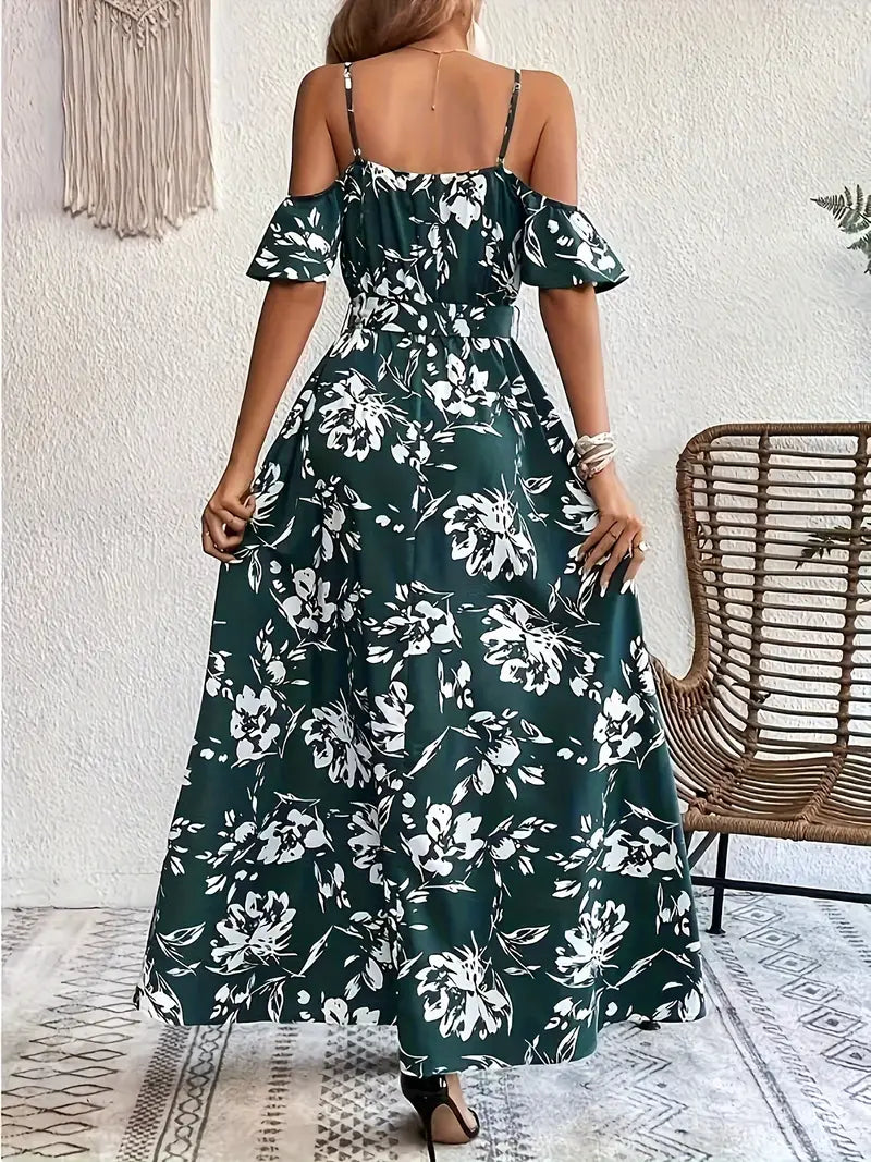 Océane – Robe fleurie à épaules dénudées