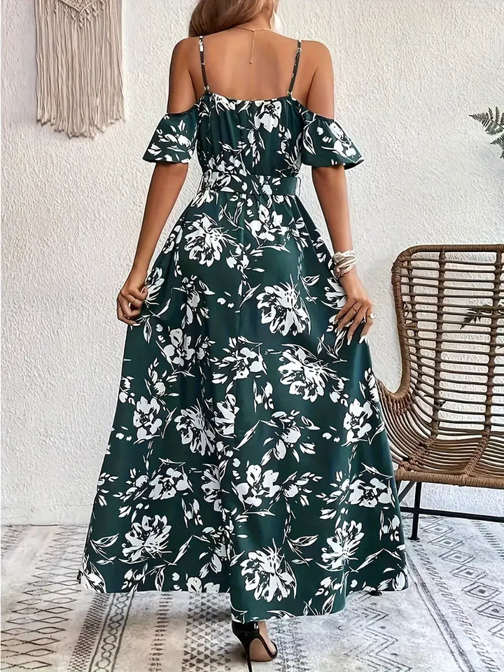 Océane – Robe fleurie à épaules dénudées