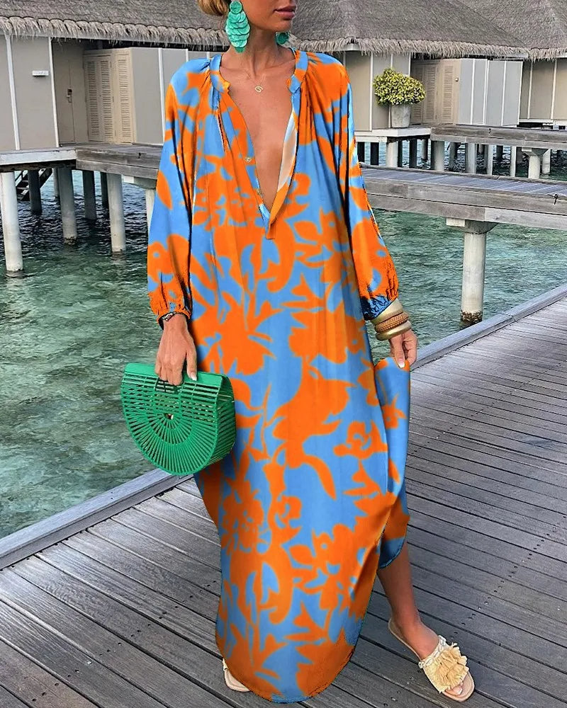 Sophia | Robe Maxi Bohème à Imprimé Rétro