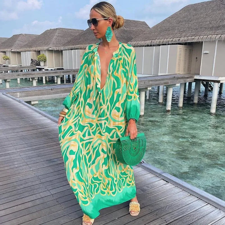 Sophia | Robe Maxi Bohème à Imprimé Rétro