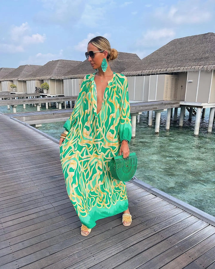 Sophia | Robe Maxi Bohème à Imprimé Rétro