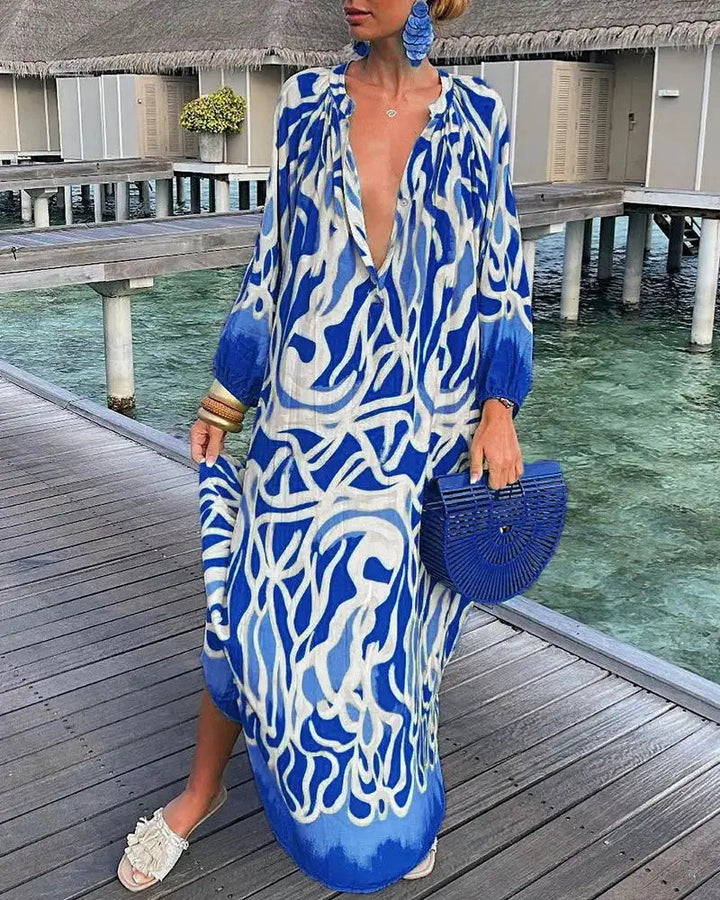 Sophia | Robe Maxi Bohème à Imprimé Rétro