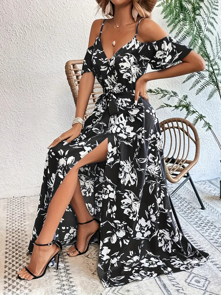 Océane – Robe fleurie à épaules dénudées