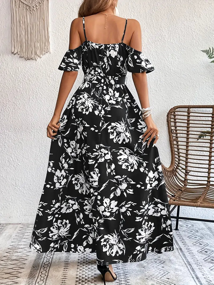 Océane – Robe fleurie à épaules dénudées
