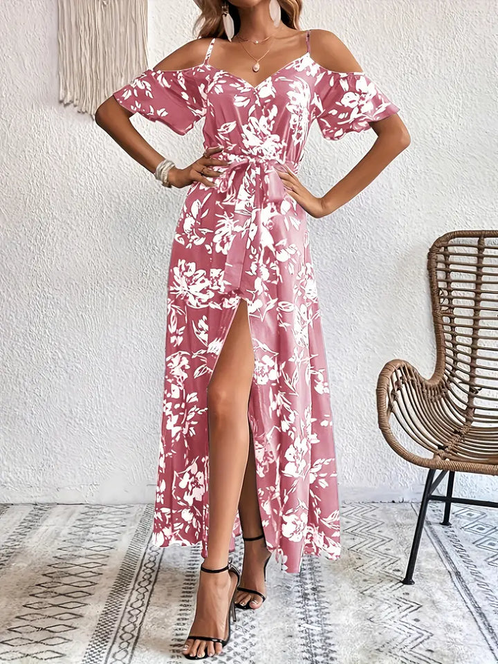 Océane – Robe fleurie à épaules dénudées