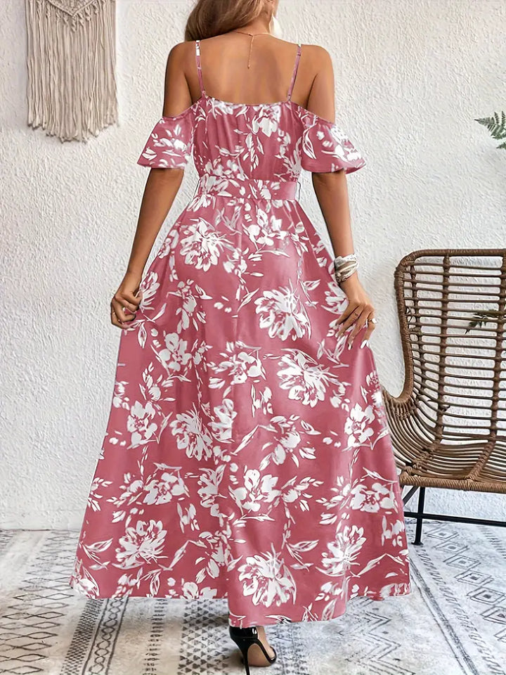 Océane – Robe fleurie à épaules dénudées