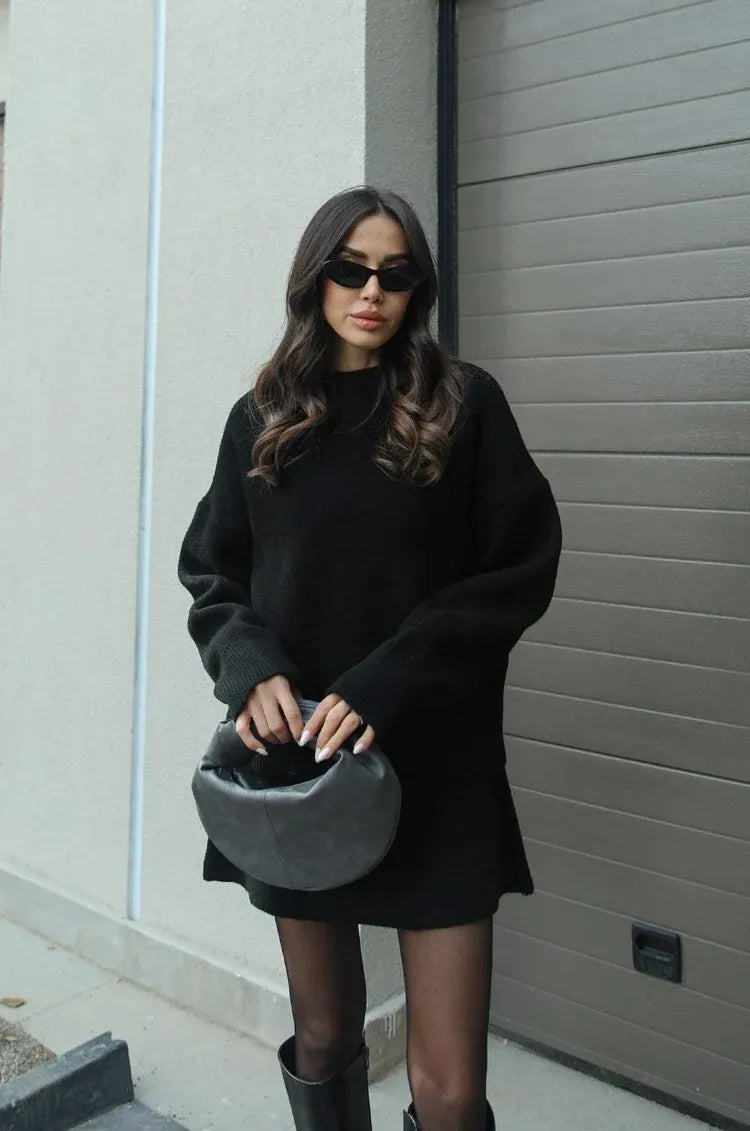 Helena - Ensemble jupe en tricot (haut + jupe)