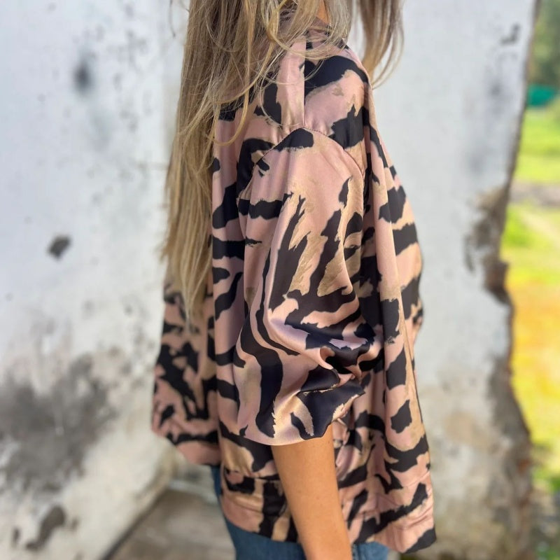 Zaira™ | Veste de Printemps à Fermeture Éclair Motif Zèbre