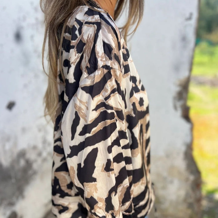Zaira™ | Veste de Printemps à Fermeture Éclair Motif Zèbre