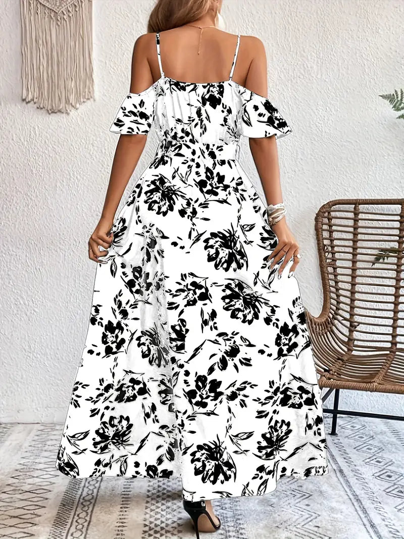 Océane – Robe fleurie à épaules dénudées