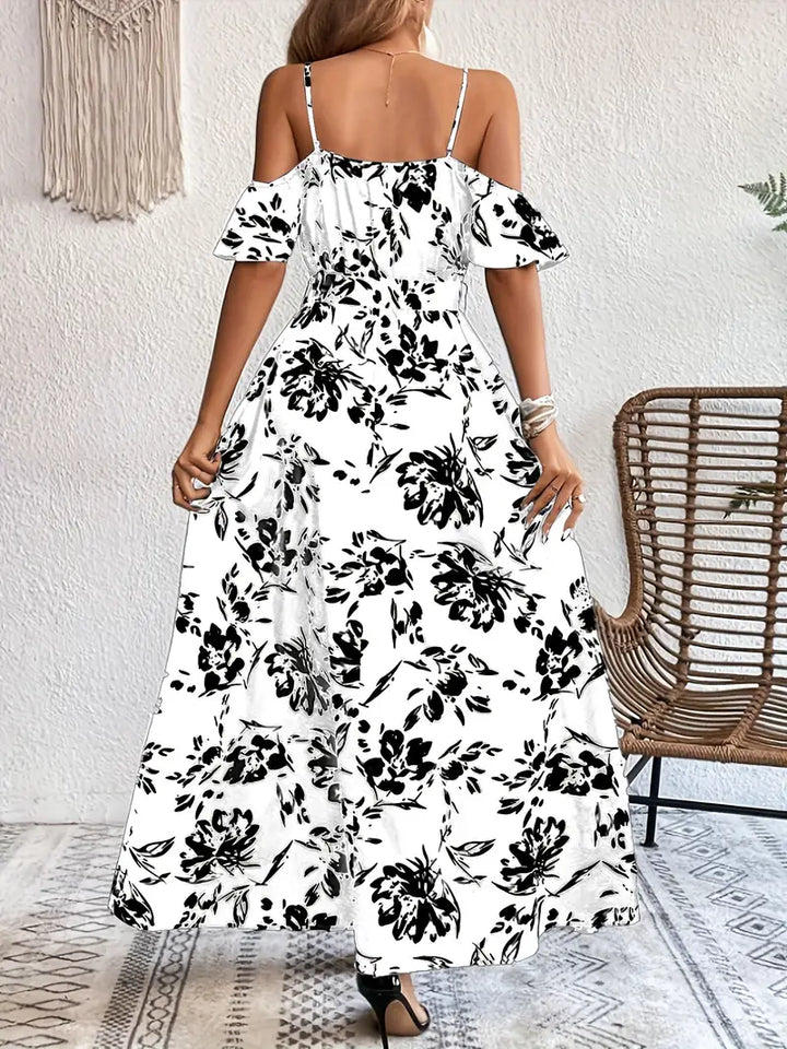 Océane – Robe fleurie à épaules dénudées